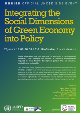 @ Rio+20 / Earth Summit Official Side Event - Integrating the Social Dimensions of Green Economy into Policy